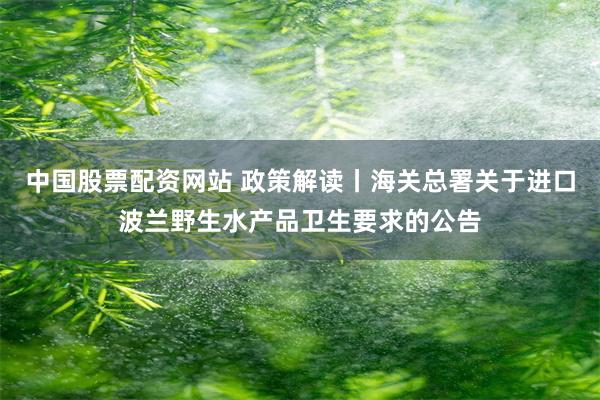 中国股票配资网站 政策解读丨海关总署关于进口波兰野生水产品卫生要求的公告