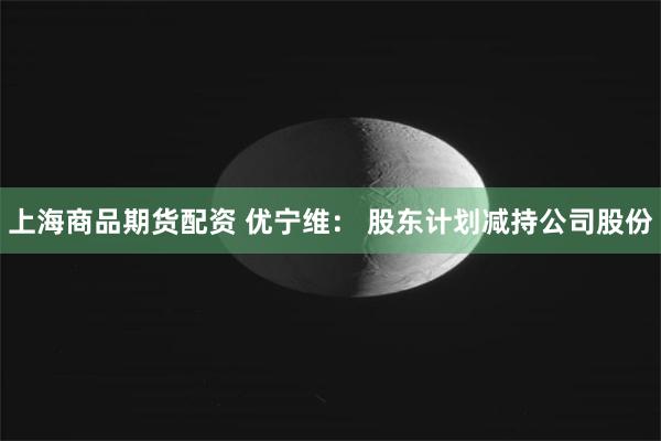 上海商品期货配资 优宁维： 股东计划减持公司股份