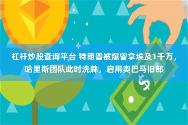 杠杆炒股查询平台 特朗普被爆曾拿埃及1千万，哈里斯团队此时洗牌，启用奥巴马旧部