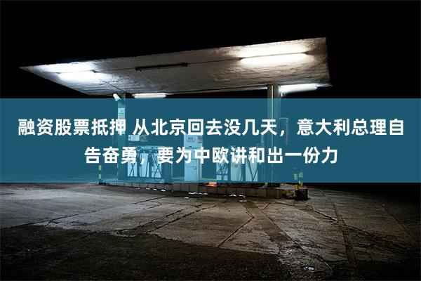 融资股票抵押 从北京回去没几天，意大利总理自告奋勇，要为中欧讲和出一份力